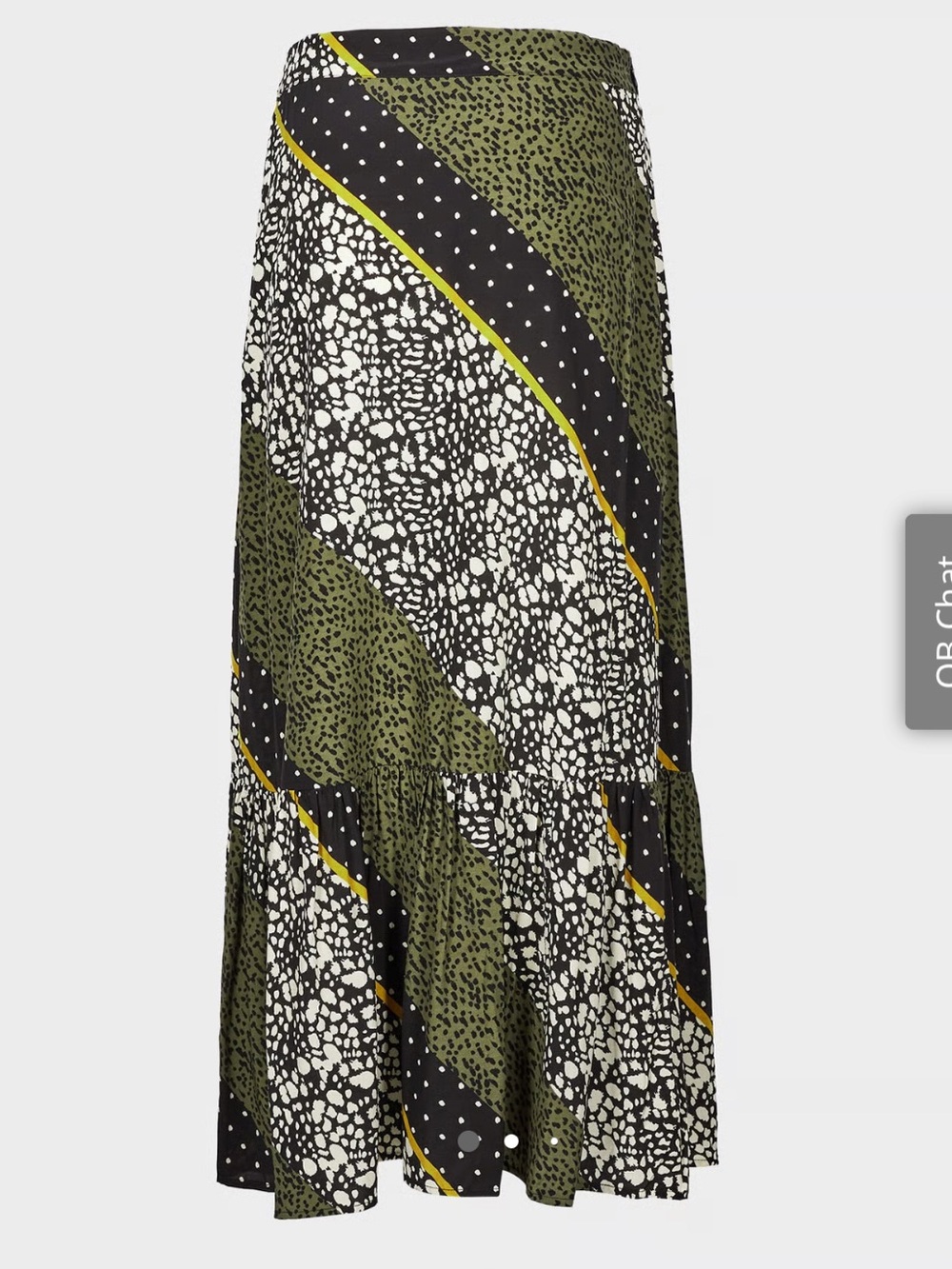 Olive & Black Printed Tiered Midi Skirt